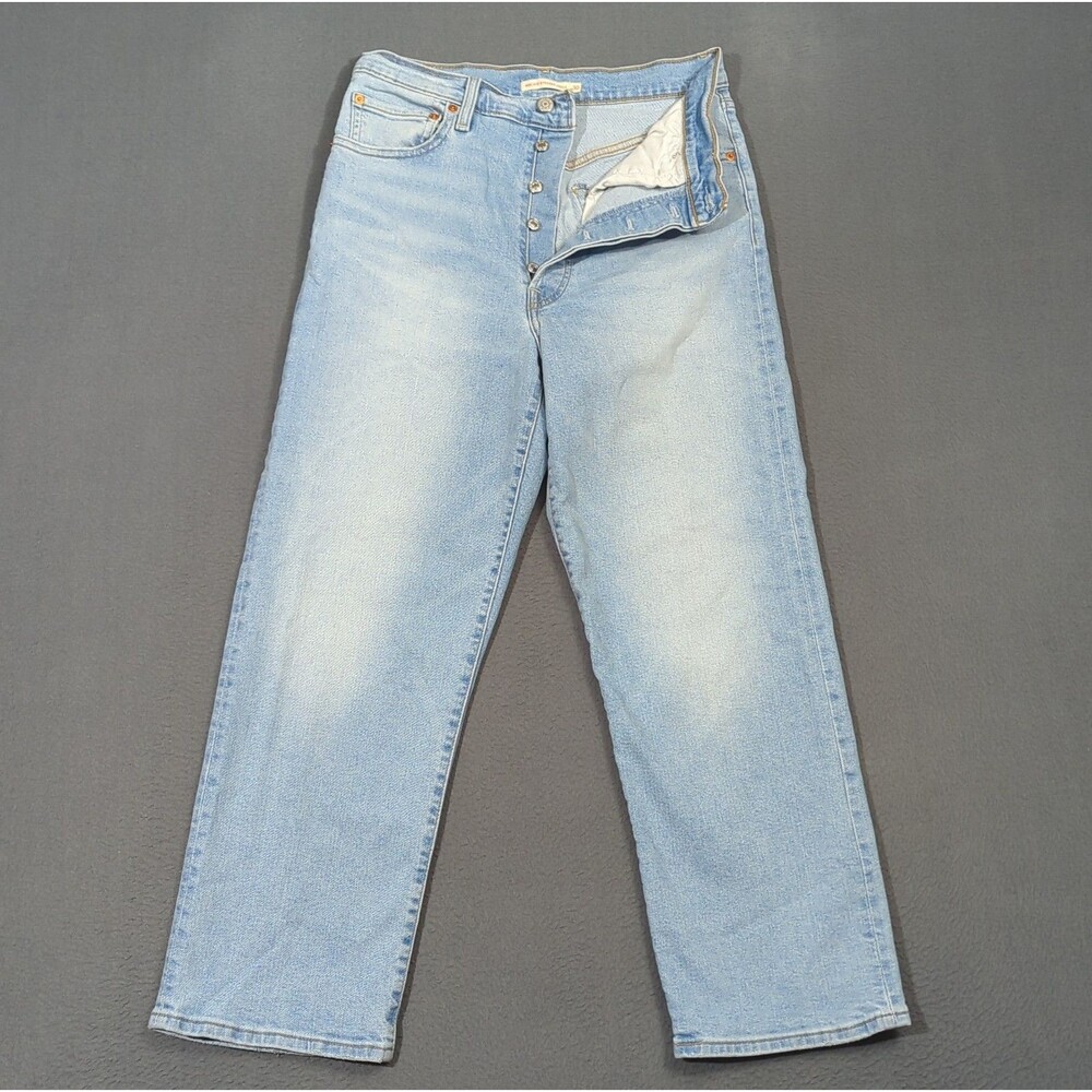 Levi's Jeans Women's 30 Blue Ribcage Straight Ankle Button Fly Denim